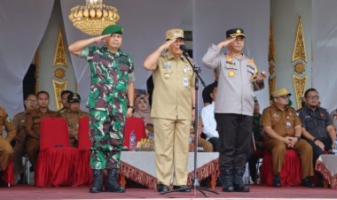 Pimpin Apel Akbar Linmas dan Pergeseran Pasukan Pengamanan TPS, Bupati Rohul Berharap Pemilu Lancar