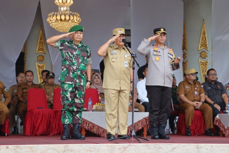 Pimpin Apel Akbar Linmas dan Pergeseran Pasukan Pengamanan TPS, Bupati Rohul Berharap Pemilu Lancar
