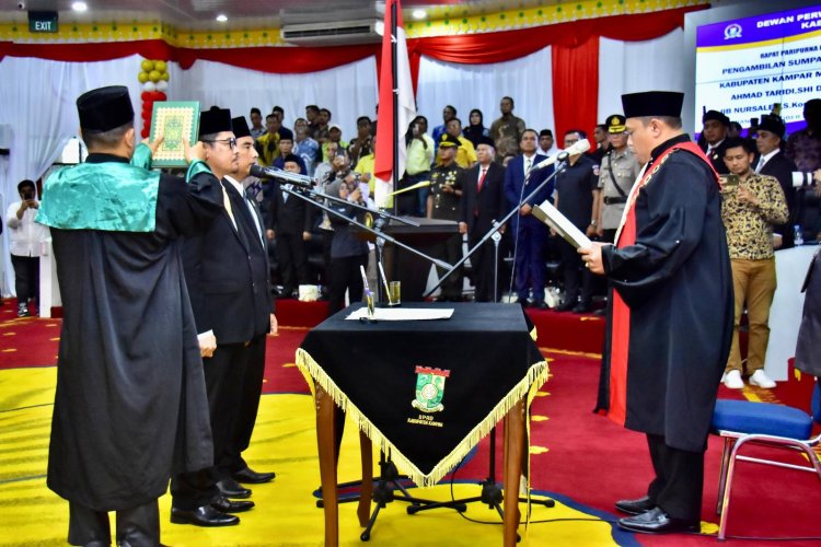 Sah Dilantik, Ahmad Taridi Ketua, Iib Nursaleh Wakil Ketua I DPRD Kampar 2024-2029