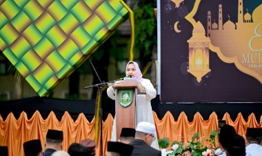 Kasmarni Salat Idul Fitri 1446 H di Lapangan Bola Kaki Dusun Sialang Rimbun, Singgung Kemenangan Umat Muslim
