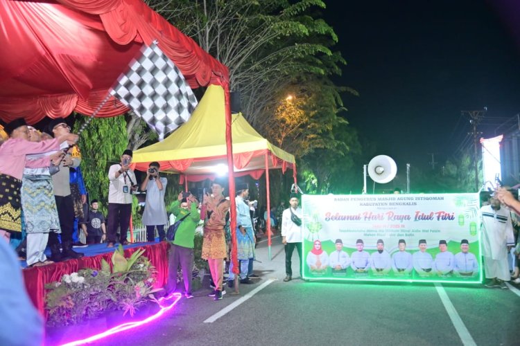 Dilepas Wabup Bengkalis Bagus Santoso, Pawai Takbiran Sambut Idul Fitri 1446 H Meriah