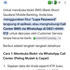 CARA BUKA BLOKIR M-BANKING BWS MOBILE BANK WOORI SAUDARA cara buka blokir bws mobile